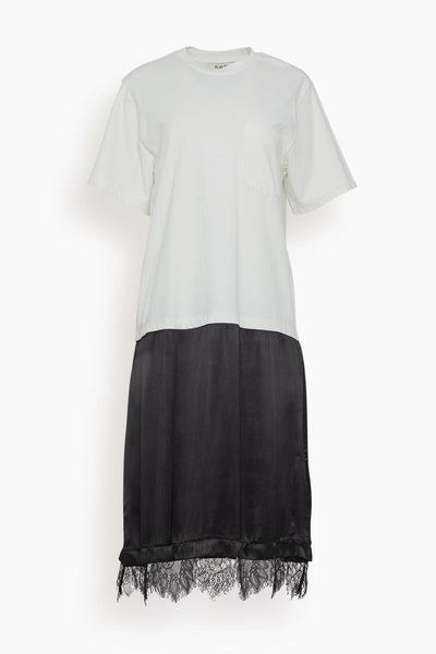 Lorraine Lace Combo T-Shirt Dress in Black