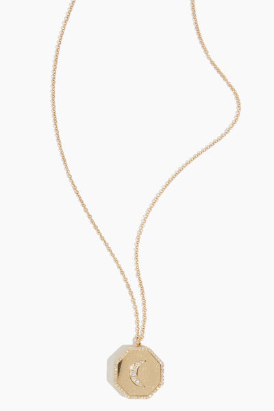 Crescent Moon Locket Necklace in 14k Yellow Gold