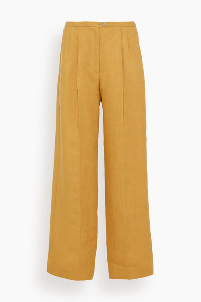 Chic Linen Canvas Darted Pants in Grano