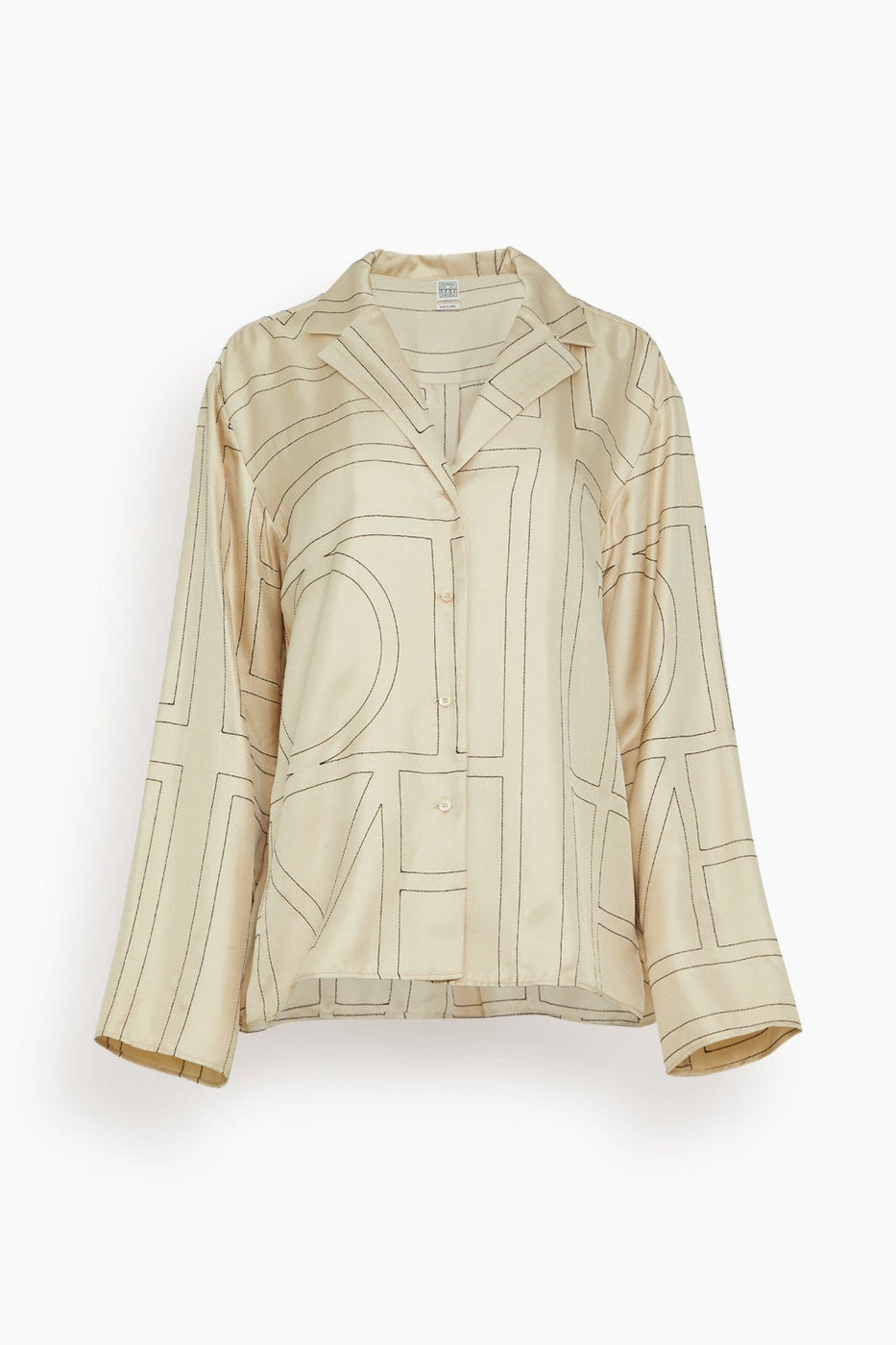 Toteme Tops Monogram Silk Pajama Top in Ivory Toteme Monogram Silk Pajama Top in Ivory