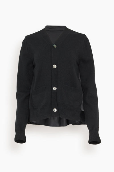 Wool Knit Cardigan in Black