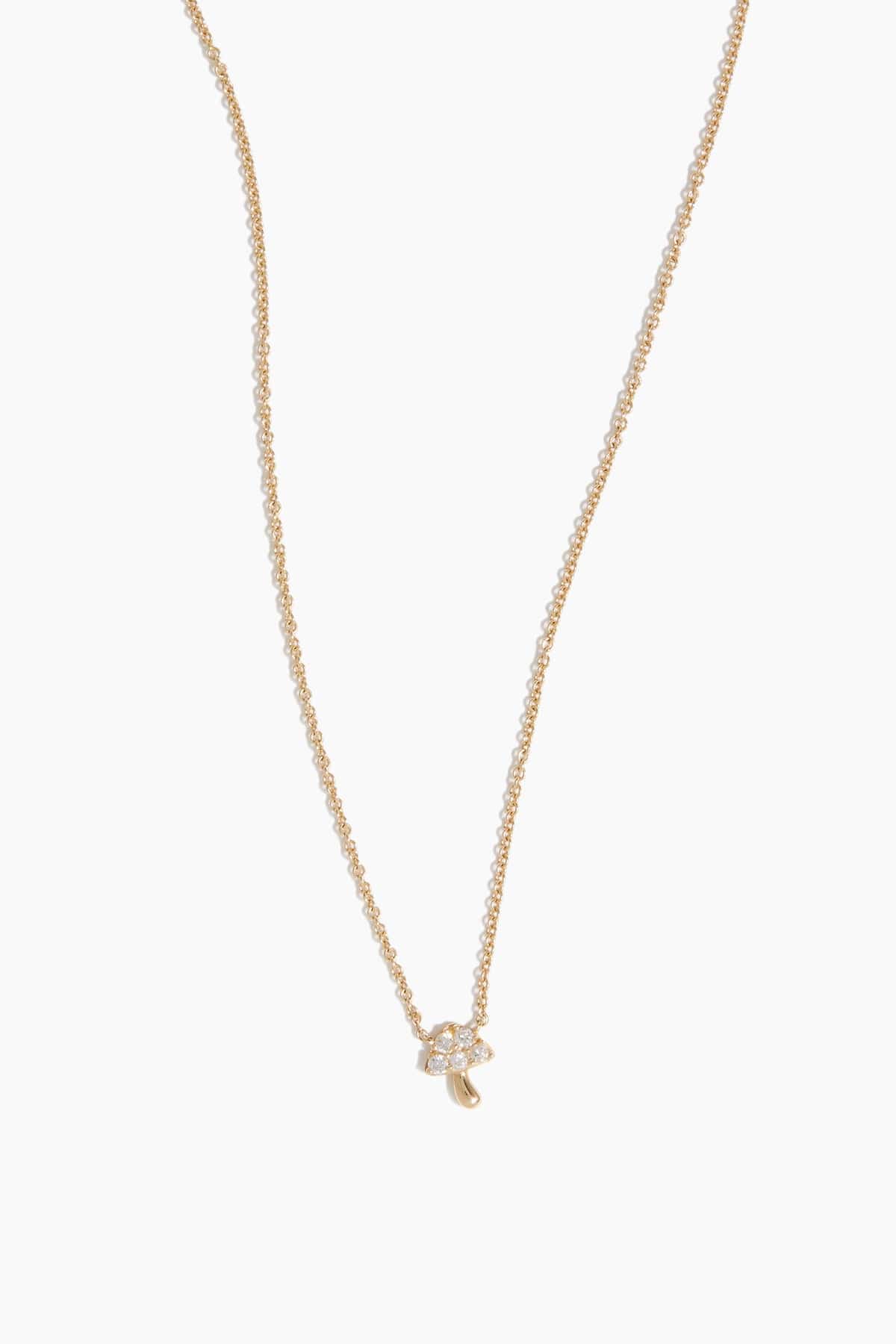 Vintage La Rose Necklaces Diamond Mini Mushroom Necklace in 14k Yellow Gold