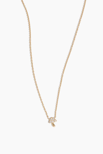 Diamond Mini Mushroom Necklace in 14k Yellow Gold