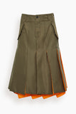 Sacai Nylon Twill Skirt in Dark Khaki
