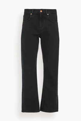 Curved Organic Cotton Denim Jean in Washed Black