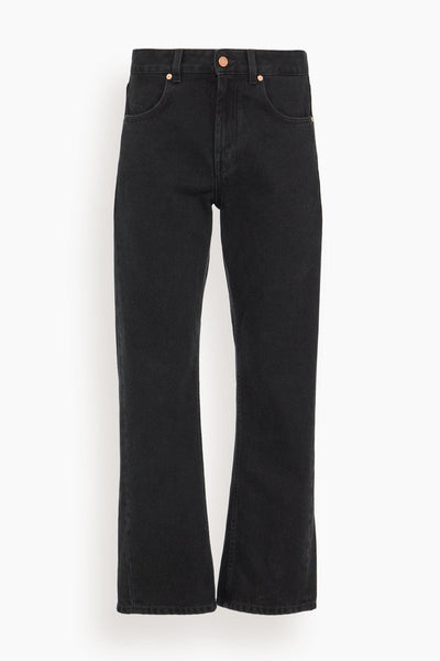 Curved Organic Cotton Denim Jean in Washed Black