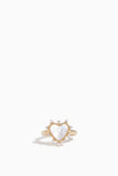 Vintage La Rose Rings Mother of Pearl Spike Heart Ring in 14k Yellow Gold