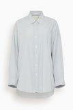 R13 Drop Neck Oxford Shirt in Bluewhite Pinstripe