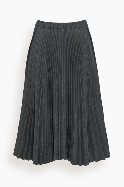 Pleated Tweed Skirt in Melange Black/White