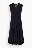 Another Tomorrow Double Face Cutout Dress in Black