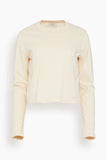 Loulou de Saison Masal Roundneck Long Sleeve Top in Cream Rose