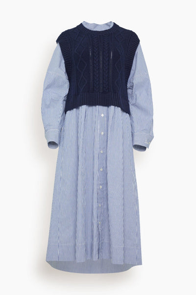 Caleb Cable Knit Dress with Vest in Navy