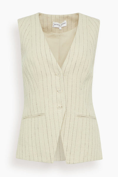 Apiece Apart Helena V-Neck Vest in Striped Flax – Hampden Clothing