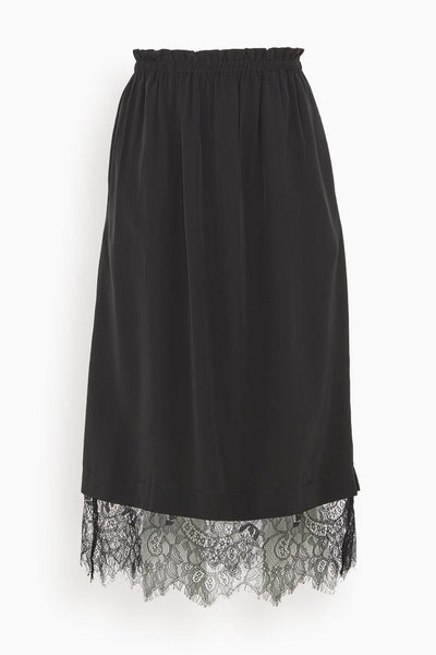Lorraine Lace Combo Slip Skirt in Black