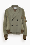 Sacai Jackets Suiting Bonding and Nylon Twill Jacket in Taupe Sacai Suiting Bonding and Nylon Twill Jacket in Taupe