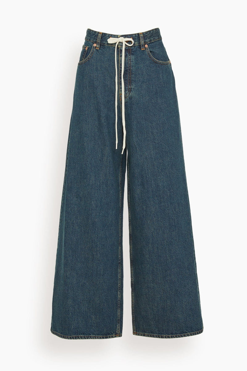 MM6 by Maison Martin Margiela Wide Drawstring Jeans in Blue