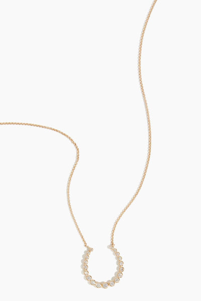 Diamond Bezel Horseshoe Necklace in 14k Yellow Gold
