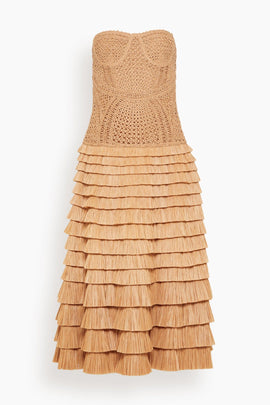 Santana Bustier Midi Dress in Straw
