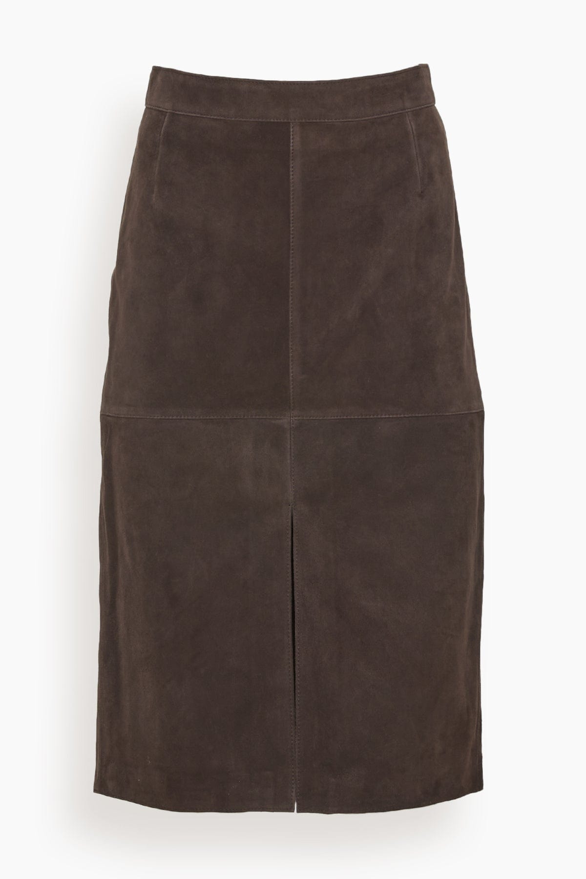 Toteme Skirts Paneled Suede Skirt in Chocolate