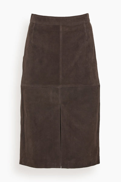 Paneled Suede Skirt in Chocolate
