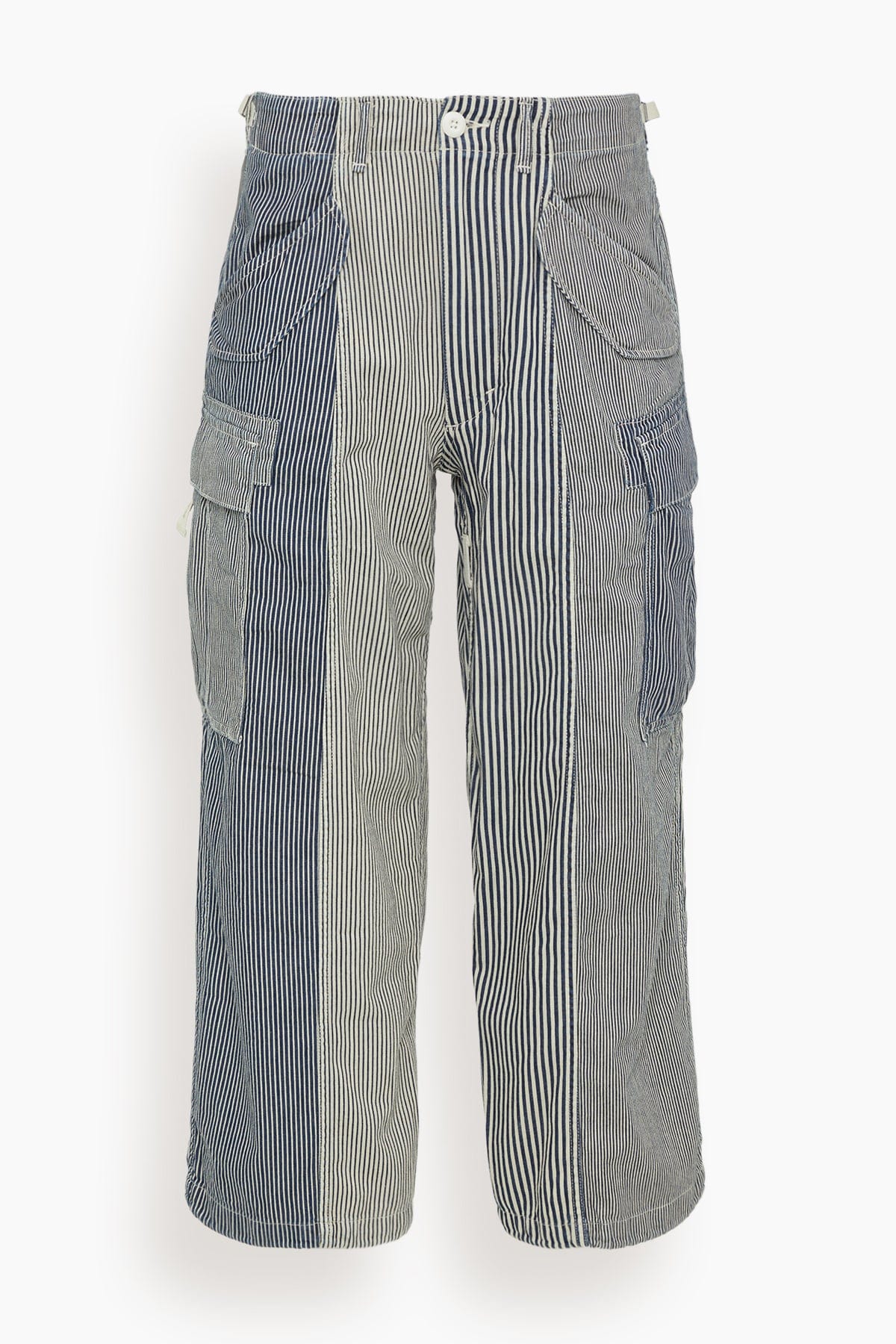 R13 Pants Cropped Cargo in Multi Stripe Railroad R13 Cropped Cargo in Multi Stripe Railroad