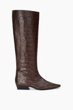 Staud Wally Flat Boot in Espresso Croco