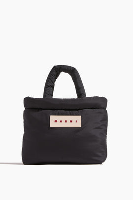 Nylon Puff Small Tote Bag in Black