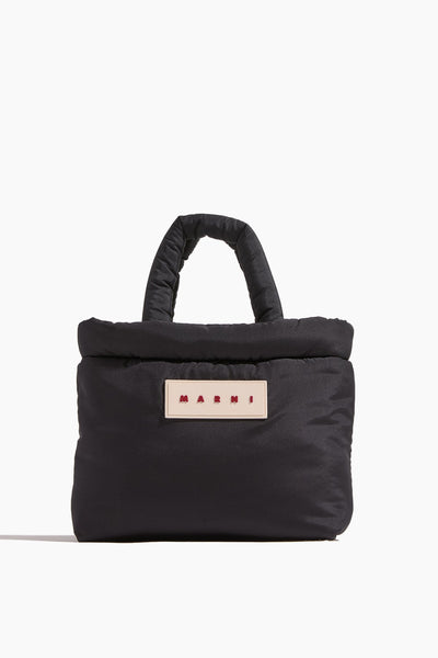 Nylon Puff Small Tote Bag in Black