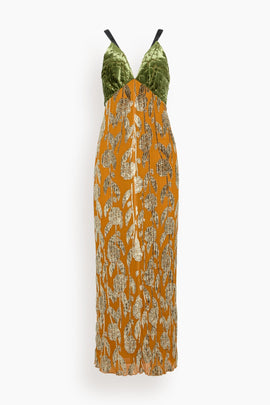 Velvet Slip Dress in Saffron
