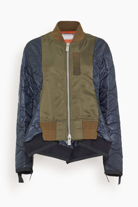 Nylon Twill Blouson in Dark Khaki/Navy
