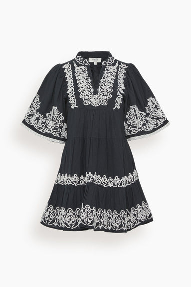 Sea Dresses Cordera Embroidery Short Sleeve Tiered Dress in Black