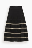 Balmain Stripe Knit Flare Skirt in Black