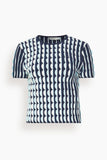 Simkhai Kendra Short Sleeve Top in Sky Multi