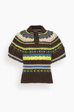 Mix Knit Pullover in Brown