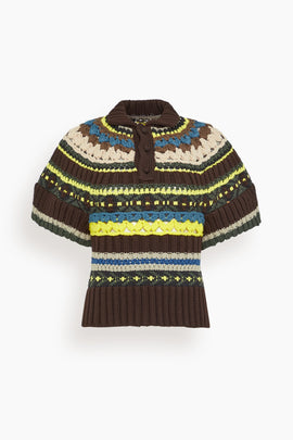 Mix Knit Pullover in Brown