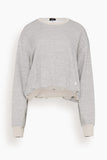R13 New York 13 Balloon Crewneck in Heather Grey with Oatmeal