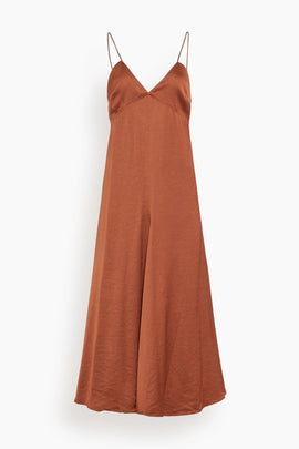 Fallon Open Back Slip Dress in Rust
