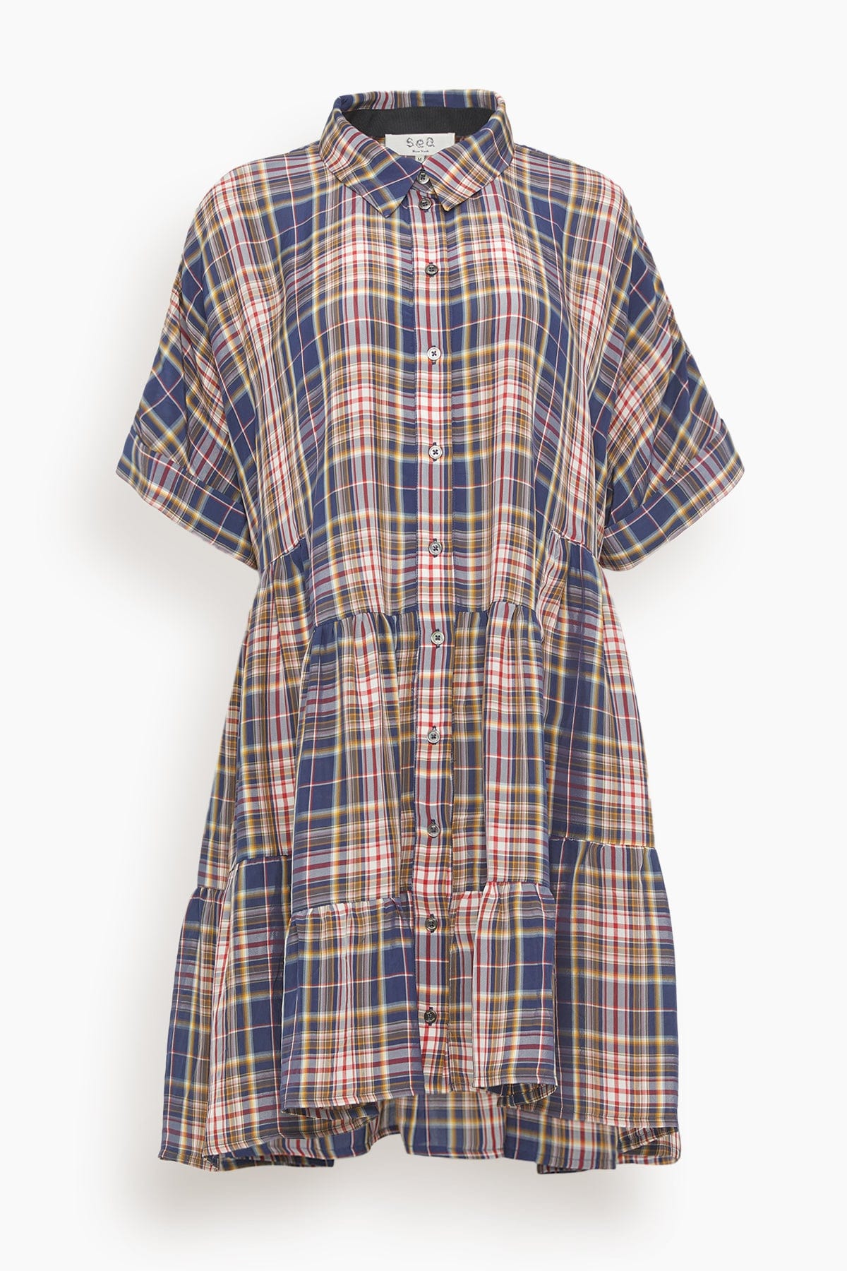 Sea Caja Plaid Tunic Dress in Navy – Hampden Clothing