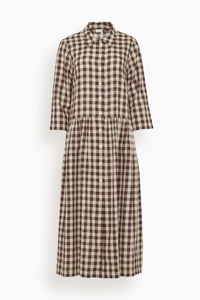 linen cotton dress Toast Check Linen Cotton Shirt Dress in Dark Chocolate – Hampden Clothing