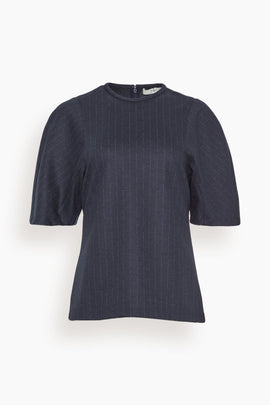 Newton Stripe Sculpted Shrunken T-shirt in Navy Melange