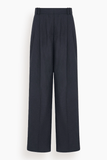 Another Tomorrow Pleated Trouser in Navy/Chalk