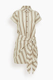 Apiece Apart San Vito Sarong Dress in Wide Stripes Coffee and Cream