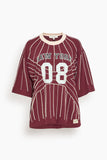 Sea Quinn Embroidery Beaded T-Shirt in Burgundy