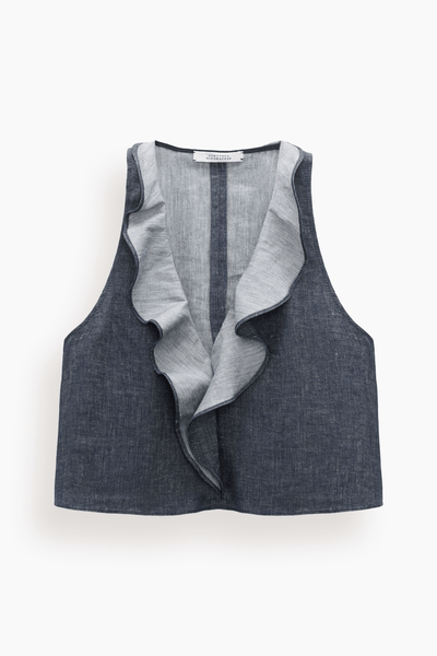 Fluid Denim Top in Denim Blue