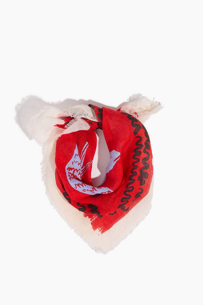 Market Fish Linen Bandana in Poppy