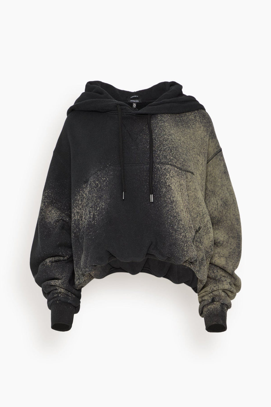 R13 Sweatshirts Balloon Popover Hoodie in Bleached Black