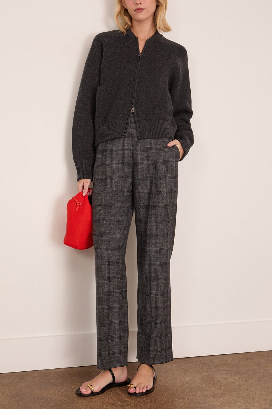 A.Emery Herman Knitted Bomber in Charcoal Melange
