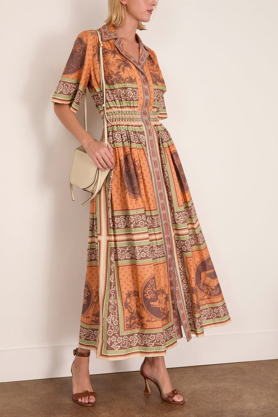 Alemais Alberta Smocked Shirtdress in Multi