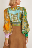 Alemais Clemenza Spliced Crop Silk Blouse in Multi