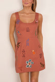 Alemais Dusty Embroidered Mini Dress in Rust